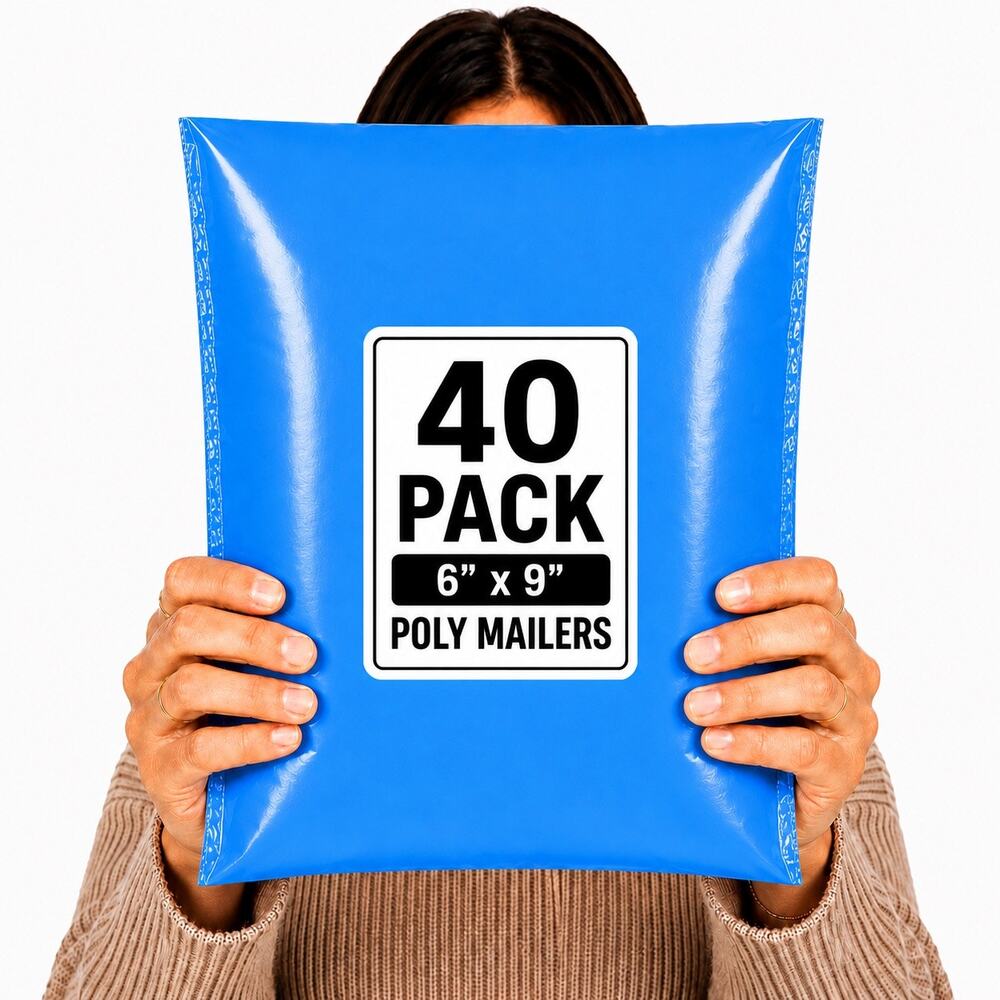POLYMAILERS BLUE SHIPPING BAGS (40 PACK) 6" X 9" SELF SEAL MAILERS NEW